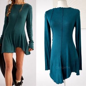 Free People We The Free Full Swing Tunic Mini Dress Teal XS NWOT